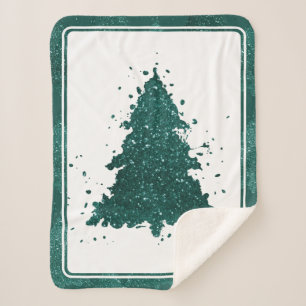 Couverture Sherpa Arbre de Noël Moody Dark Midnight Turquoise Spla