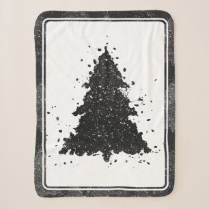Couverture Sherpa Arbre de Noël Moody   Onyx Silvery Black Splatter
