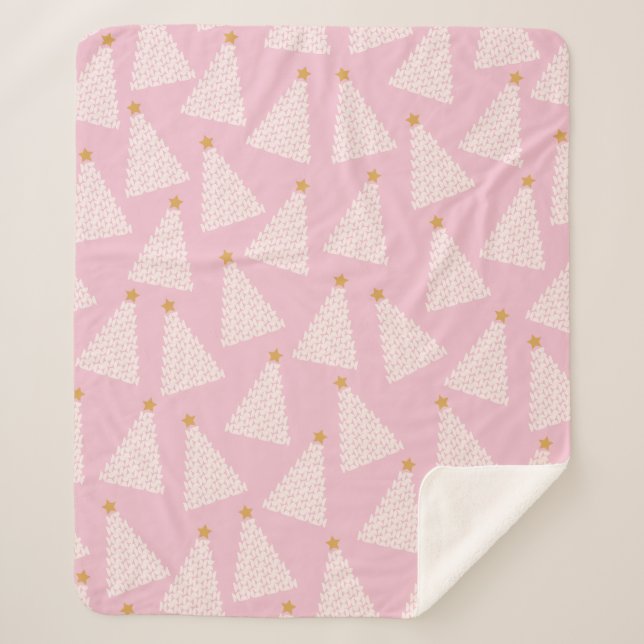 Couverture Sherpa Arbre de Noël rose Motif (Devant)