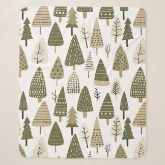 Couverture Sherpa Arbres de Noël brun et vert