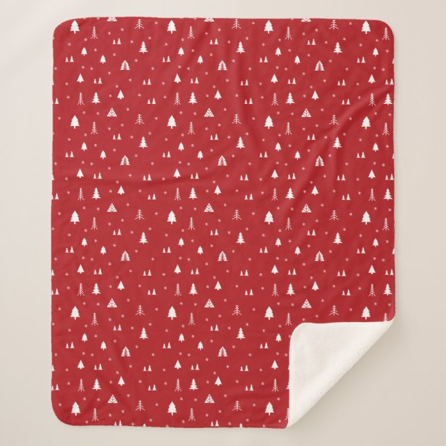 Couverture Sherpa Arbres de Noël et flocons de neige Sherpa Blanket (Devant)