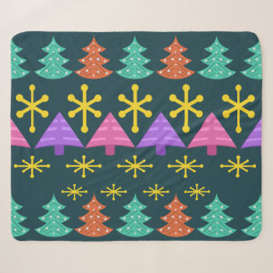 Couverture Sherpa Arbres de Noël kitsch de l'ère atomique sombre
