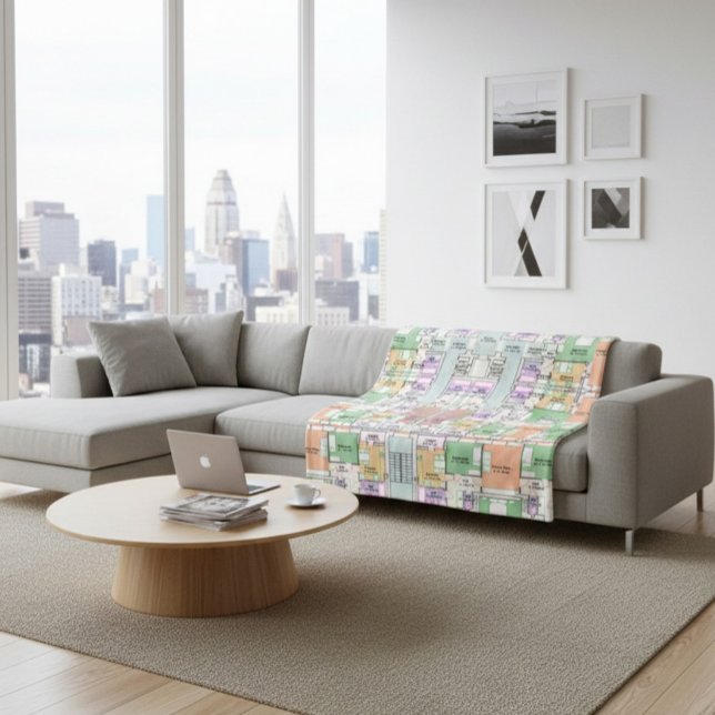 Couverture Sherpa Architectural Blueprint Pattern Throw Blanket (Créateur téléchargé)