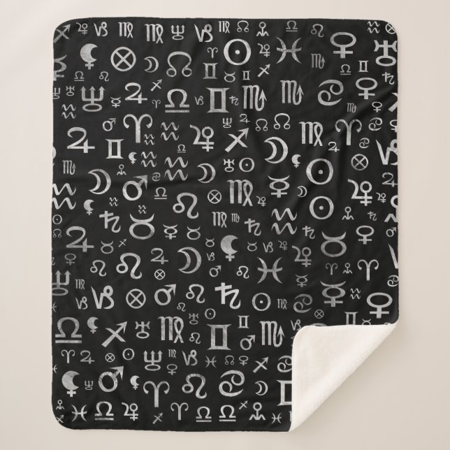 Couverture Sherpa Argent astrologique de glyphs de symboles sur le (Devant)