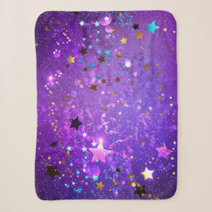 Couverture Sherpa Arrière - plan de feuille violet avec étoiles