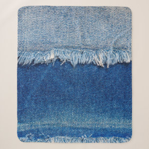 Couverture Sherpa Arrière - plan de jeans Denim. Tissu denim déchi