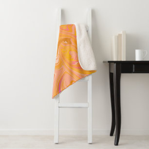 Couverture Sherpa Art Abstrait en marbre en jaune