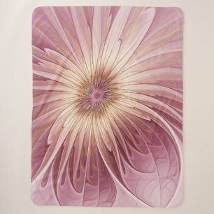 Couverture Sherpa Art Abstrait Fractal Fleur & Tons de Bourgogne