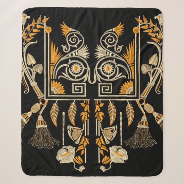Couverture Sherpa Art égyptien traditionnel frontière d'or créer mai (Devant)