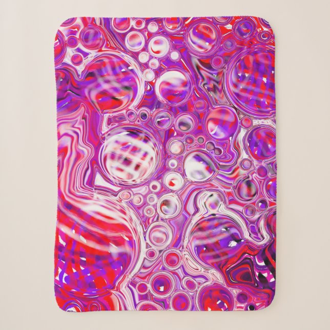 Couverture Sherpa Art fluide rouge et violet (Devant)