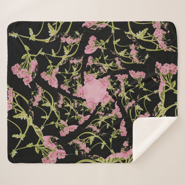 Couverture Sherpa Art fractal d'Achille rose et noir (Devant (Horizontal))