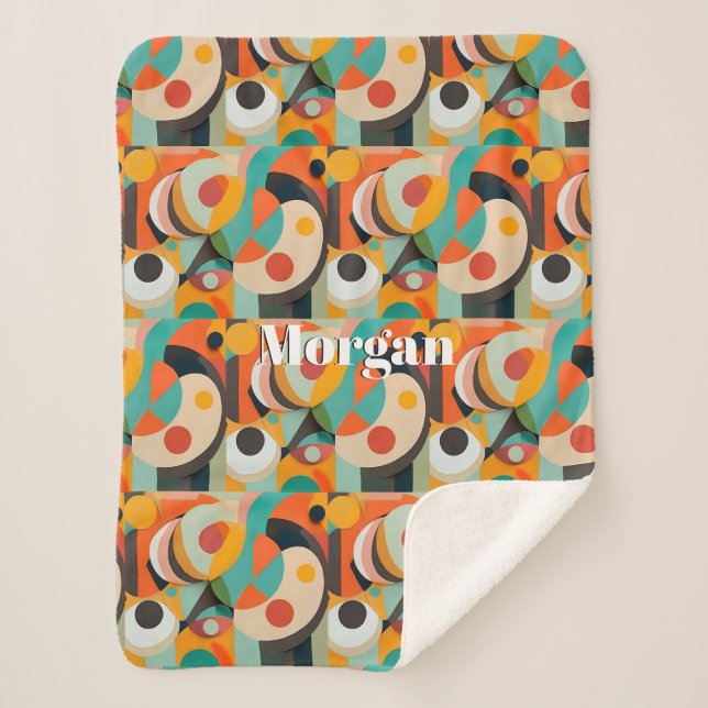 Couverture Sherpa Art moderne du milieu du siècle, nom ou monogramme (Devant)