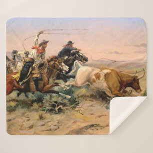 Couverture Sherpa Art occidental "Herd Quitter" par Charles M Russel