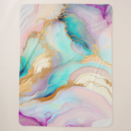 Couverture Sherpa Art parties scintillant abstrait en marbre pastel