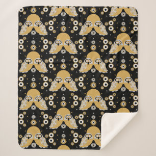 Couverture Sherpa Art populaire de Chouette scandinave