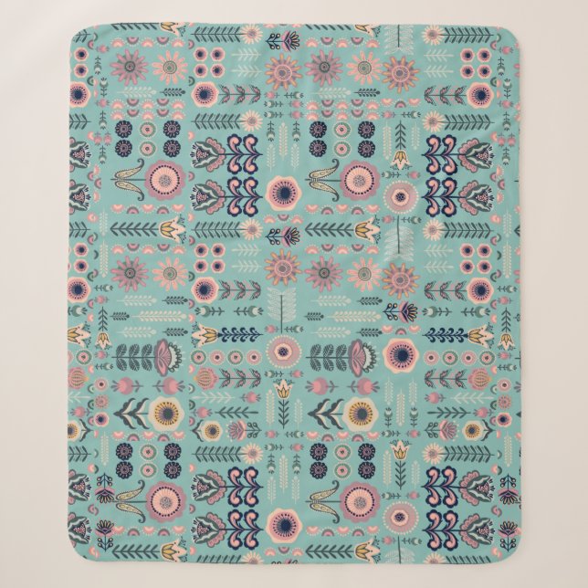 Couverture Sherpa Art populaire Motif sans couture (Devant)