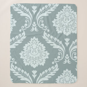 Couverture Sherpa Art Rococo Damassé I Bleu Canard+Turquoise