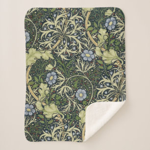 Couverture Sherpa Art vintage floral de motif d'algue de William