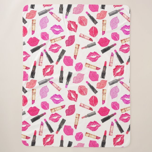 Couverture Sherpa Artiste de maquillage Motif en bâton d'aquarelle (Devant)