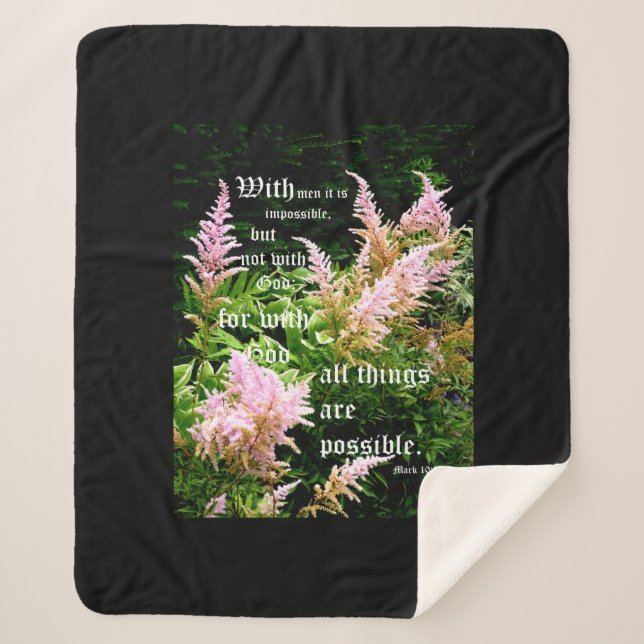 Couverture Sherpa Astilbe avec Mark 10:27 (Devant)