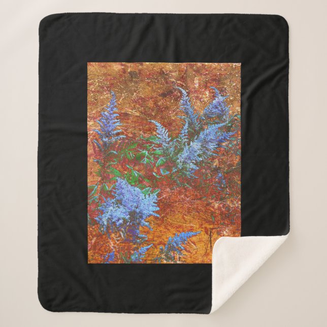 Couverture Sherpa Astilbe Dusty Blue à bord (Devant)