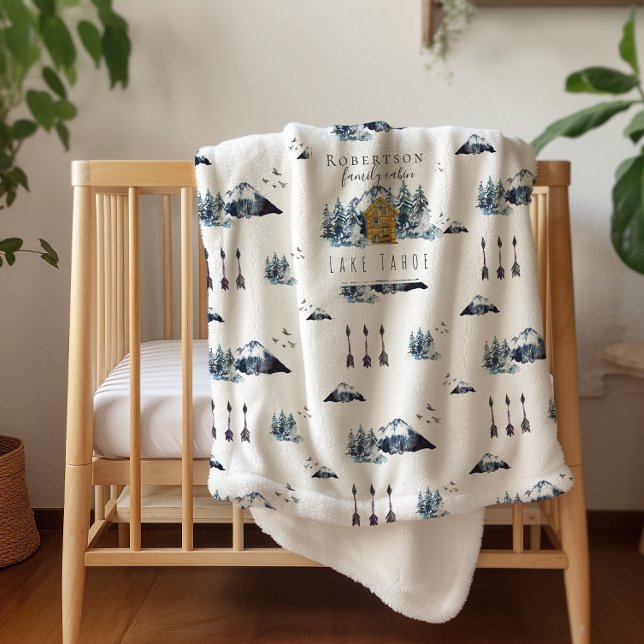 Couverture Sherpa Au Cabine | Family Name Wilderness Blanket (Créateur téléchargé)