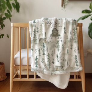 Couverture Sherpa Au Cabine   Family Name Wilderness Blanket