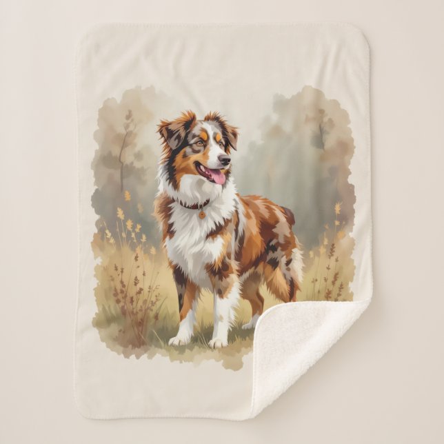 Couverture Sherpa Australian Shepherd Dog Red Merle Aussie (Devant)
