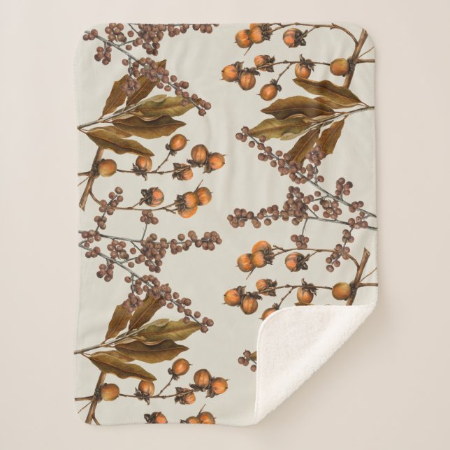 Couverture Sherpa Automne Automne Aquarelle Feuilles de feuillage (Devant)