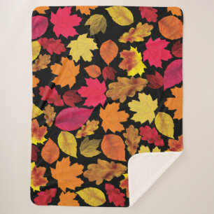 Couverture Sherpa Automne Automne Couleurs Feuille doux