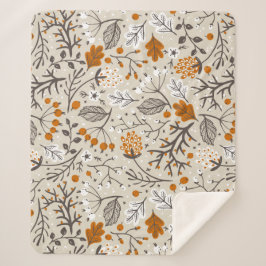Couverture Sherpa Automne Berries Feuilles et Branches Motif