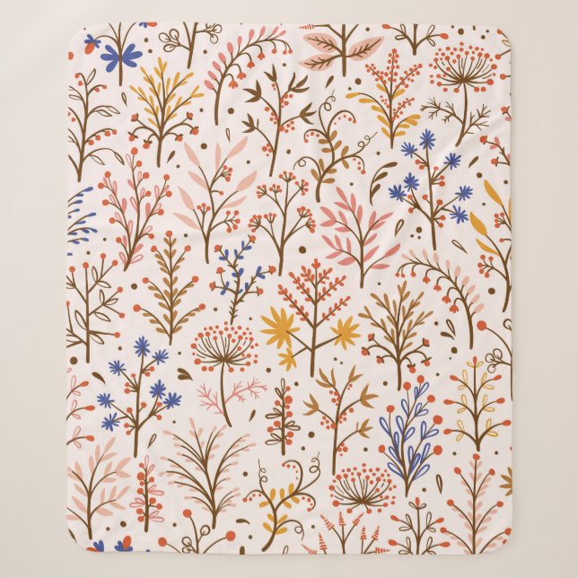 Couverture Sherpa Automne Floral Motif sans couture. Doodle Plante,  (Devant)