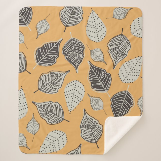 Couverture Sherpa Automne motif sans couture avec feuille. Maladie v (Devant)