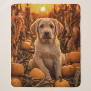 Couverture Sherpa Autumn Yellow Lab Pup
