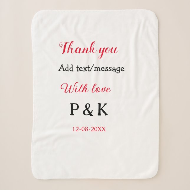 Couverture Sherpa Avec amour ajoutez lettre nom couple merci ajoutez (Devant)