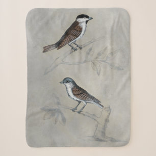 Couverture Sherpa Aviaire argenté   Une paire d'oiseaux