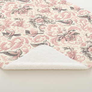 Couverture Sherpa Avion victorien : un jardin pastel rose
