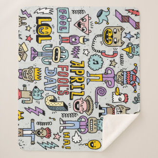 Couverture Sherpa Avril Fools : Jeu de Doodles Colorés.