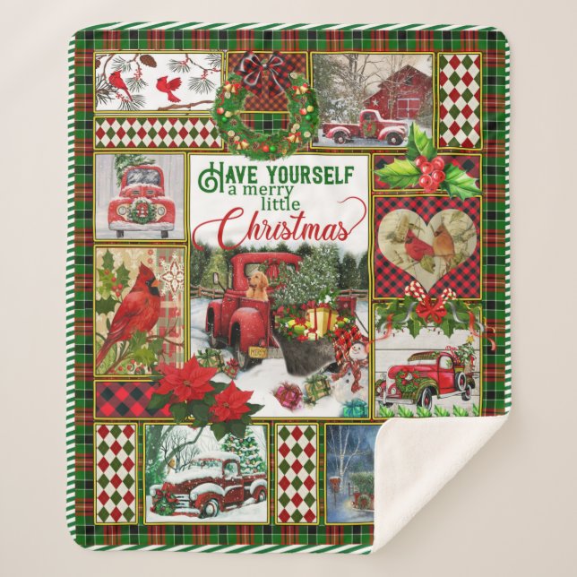 Couverture Sherpa Ayez Un Joyeux Petit Camion Rouge Noël (Devant)