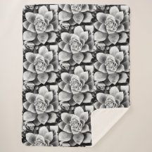 B&W design succulent Petit Sherpa Blanket