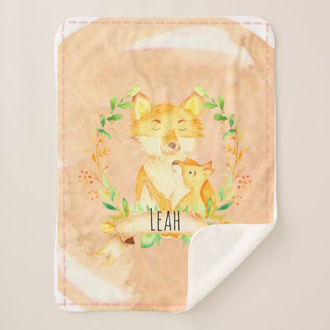 Couverture Sherpa Baby Blanket Fox Floral Sherpa (Devant)