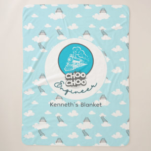 Couverture Sherpa Baby Blue Train Choo Choo Ingénieur Sherpa Blanket