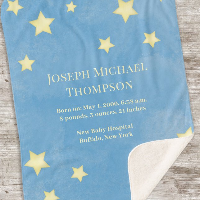 Couverture Sherpa Baby Boy Blue Aquarelle Whimsical mignonne Stars (Créateur téléchargé)