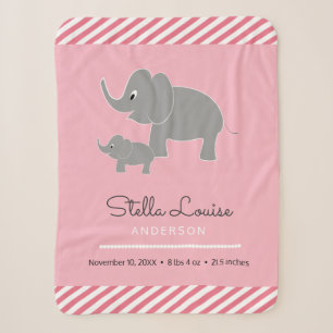 Couverture Sherpa Baby Elephant et parapluie Baby Girl Faire-part