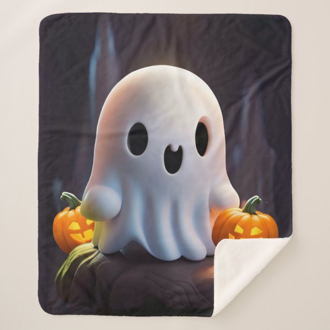 Couverture Sherpa Baby Ghost Déplaisant mignon caractère Halloween (Devant)