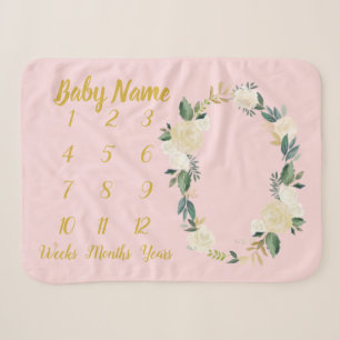 Couverture Sherpa Baby Girl Milestone Blanket personnalisée Pink Go