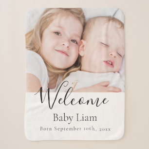 Couverture Sherpa Baby newborn welcome photo name