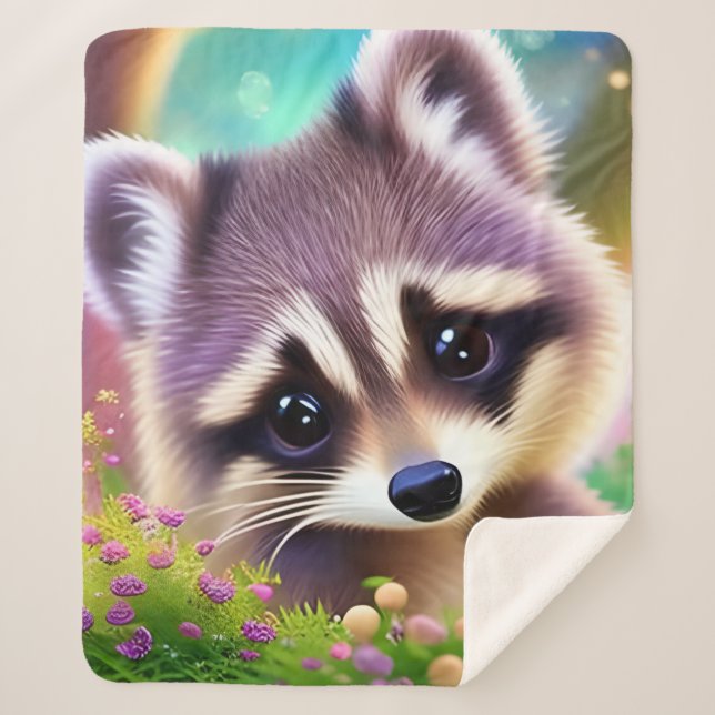 Couverture Sherpa Baby Raccoon (Devant)