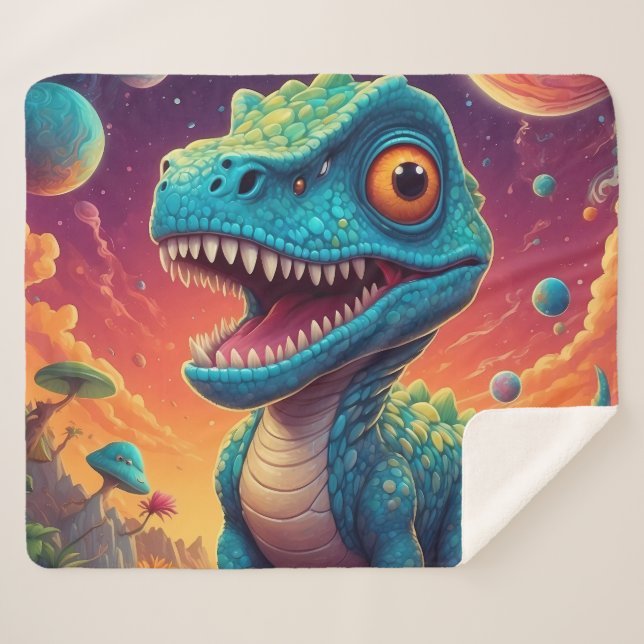 Couverture Sherpa Baby shower Dino-Mite (Devant (Horizontal))