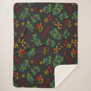 Couverture Sherpa Baies d'automne sur chocolat brun